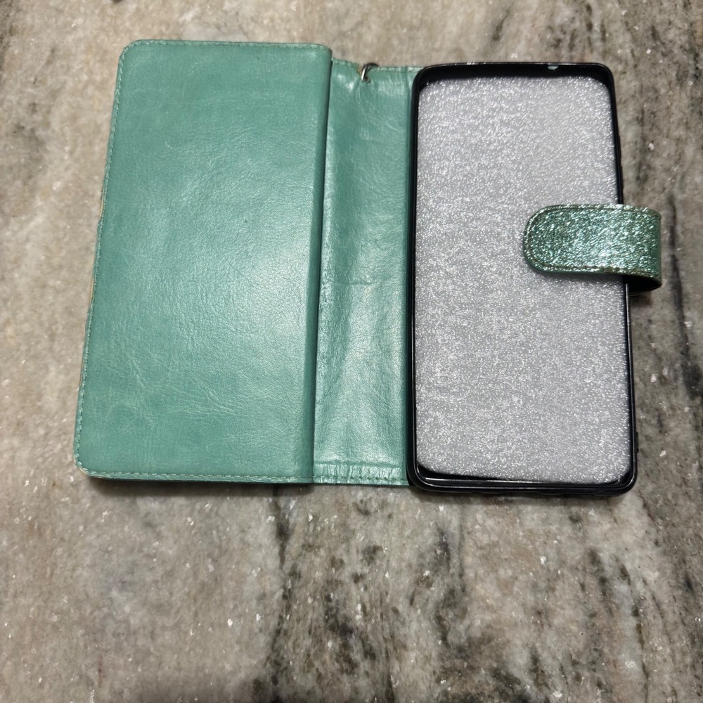 Varikke Samsung S20 FE Case Mint Green Glitter Wallet Wristlet Folio Cover